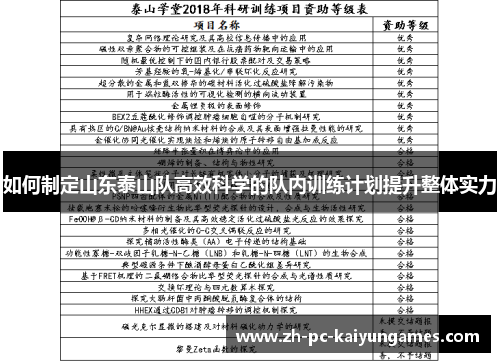 如何制定山东泰山队高效科学的队内训练计划提升整体实力